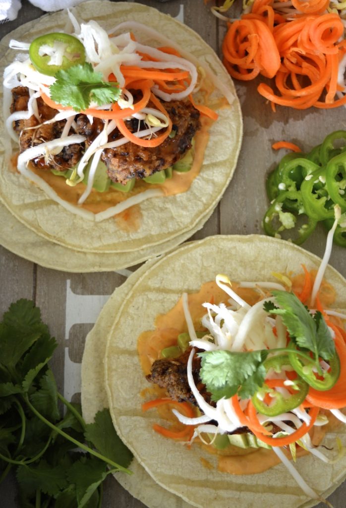 Banh Mi Style Fried Chicken Tacos